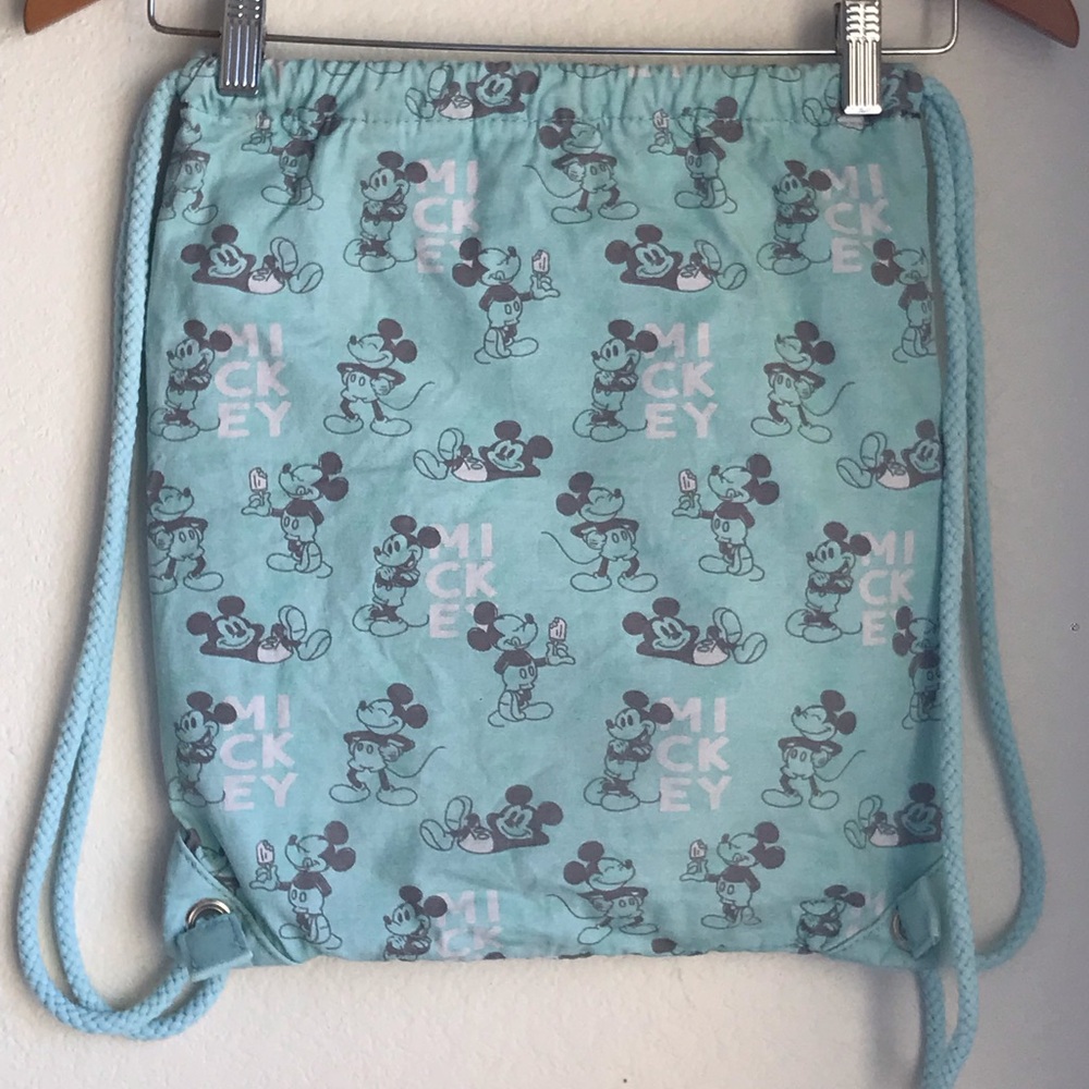 Disney Mickey Mouse Drawstring Backpack Aqua Blue… - image 5